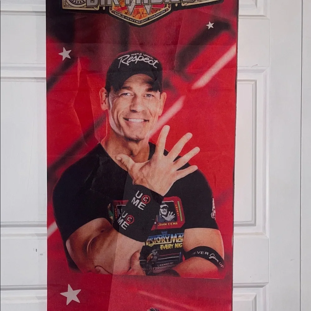 WWE Vibrant Red and Black Happy Birthday Banner - Picture 3 of 6